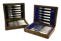 Lot 87 - Two silver and mother of pearl six place fish and fruit sets