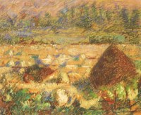 Lot 1109 - Elliot Seabrooke (1886-1950)
HAYSTACKS
Pastel 
27 x 31cm

Provenance: With Highgate Gallery