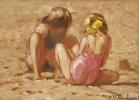 Lot 1193 - Nicholas St John Rosse (b.1945)
TWO GIRLS BUILDING SANDCASTLES
Signed l.r.
