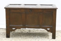 Lot 402 - An 17th century oak three panel coffer
