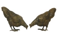 Lot 273 - A pair of modern bronze pecking hens