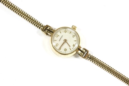 Lot 13 - A ladies 9ct gold Vertex mechanical bracelet watch