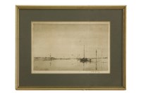 Lot 359 - John Trevor Briscoe (1873-1943)
Moored boat beside a river bank
Etching
18.5 x 28 cm