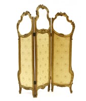 Lot 418 - A gilt three fold dressing screen