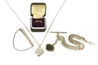 Lot 112 - A collection of jewellery to include a gold Princess cut synthetic corundum and sapphire eternity ring