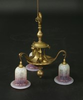 Lot 87 - A brass three-light ceiling electrolier