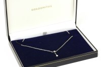 Lot 120 - An 18ct white gold two stone rub set brilliant cut diamond bar pendant