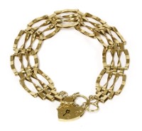 Lot 22 - A 9ct gold four row bowed and crimped gate link bracelet