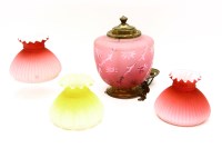 Lot 439 - A pair of Victorian cased glass shades