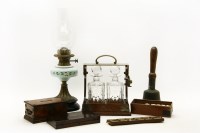 Lot 363 - An Edwardian oak framed tantalus
