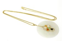 Lot 26 - A 14ct gold jade bi pendant