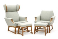 Lot 423A - A 1960's Danish oak and upholstered wingback armchair