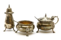 Lot 97 - An early 20th century silver three piece cruet by Jay