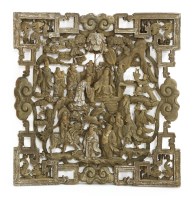 Lot 169 - A Chinese wooden panel