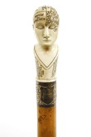 Lot 230 - A malacca phrenology walking stick