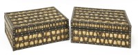 Lot 194 - A near pair of Indian ebony and porcupine quill boxes