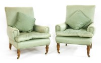 Lot 573 - A near pair of green armchairs
late 19th century
