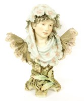 Lot 262A - A Royal Dux bust of a girl in Art Nouveau style
