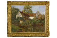 Lot 311 - Edward Davey
A COTTAGE BY A POND WITH A WOMAN ON STEPS
Signed l.l.