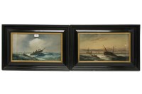 Lot 332 - W Rogers
FISHING ON A ROUGH SEA; A WRECK IN ROUGH SEA (a pair)
Oil on board
23 x 43cm