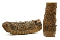 Lot 265 - A large Chinese carved bamboo vase
