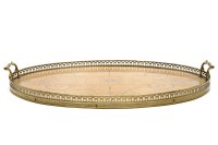 Lot 294 - An Edwardian inlaid mahogany oval tray with brass gallery