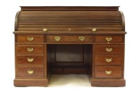 Lot 353 - A large Edwardian mahogany tambour desk
