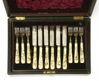 Lot 183 - A set of twelve Japanese ivory and Shibayama fruit knives and forks