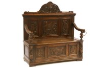 Lot 343 - A Jacobean style oak monks bench
