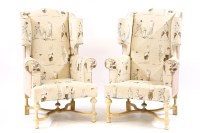Lot 361 - A pair of large Queen Anne style chairs