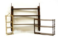 Lot 383 - A three tier fret cut mahogany wall shelf