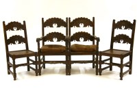 Lot 415 - Two 17th Century style Yorkshire / Derbyshire carved oak elbow chairs