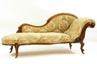 Lot 620 - A Victorian walnut chaise longue