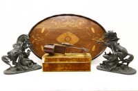 Lot 372 - An Edwardian inlaid mahogany twin handled oval tray