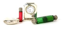 Lot 1521 - A silver ladies' miniature clock