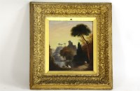 Lot 523 - Circle of William Linton (1791-1876)
A SOUTHERN LAKE SCENE WITH HILLTOP CLASSICAL RUINS
Oil on canvas
35.5 x 30cm