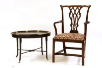 Lot 621 - An 18th century walnut splat back armchair