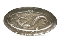 Lot 438 - An Art Nouveau oval pewter fish plate