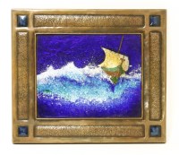 Lot 62 - An Arts and Crafts copper-mounted enamel plaque