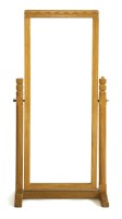 Lot 157 - A Robert 'Mouseman' Thompson oak cheval mirror