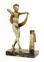 Lot 292 - A spelter and cold painted table lighter