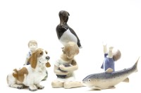 Lot 349 - Six Royal Copenhagen animals and children
