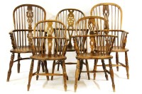 Lot 615 - A harlequin set of five various 19th century and later ash and elm windsor arm chairs