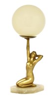 Lot 348 - An Art Deco spelter table lamp