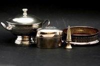 Lot 396 - A pair of Georgian style silver plated three light candelabra