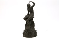 Lot 442 - A Victorian Wedgwood black basalt water nymph figural posy holder