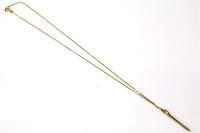 Lot 164 - A 9ct gold diamond set bar pendant