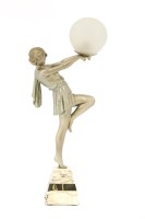 Lot 284 - An Art Deco spelter and marble table lamp