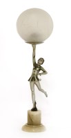 Lot 310 - An Art Deco spelter and onyx table lamp
