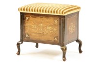 Lot 593 - An Edwardian inlaid rosewood piano stool